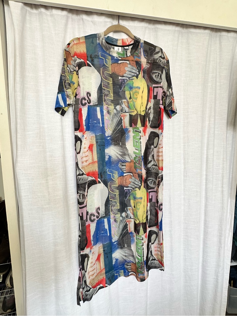 Collusion Abstract Mesh Stretch Print T-Shirt Dress - Women